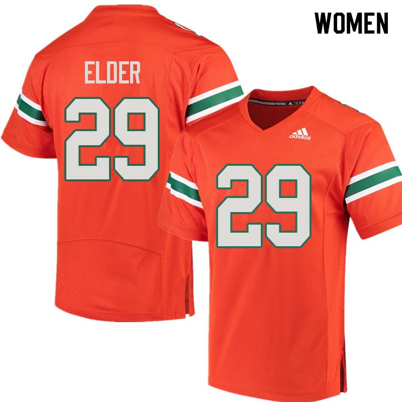 Women Miami Hurricanes #29 Corn Elder College Football Jerseys Sale-Orange